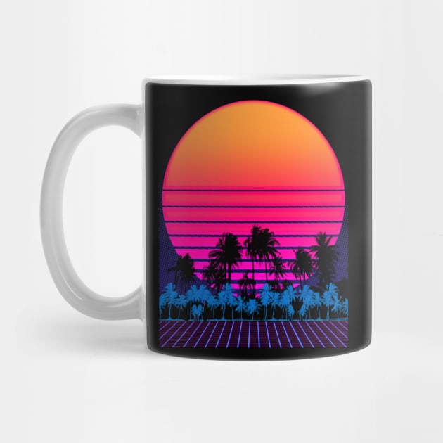 80s Vaporwave Palm Trees Sunset by Radarek_Design